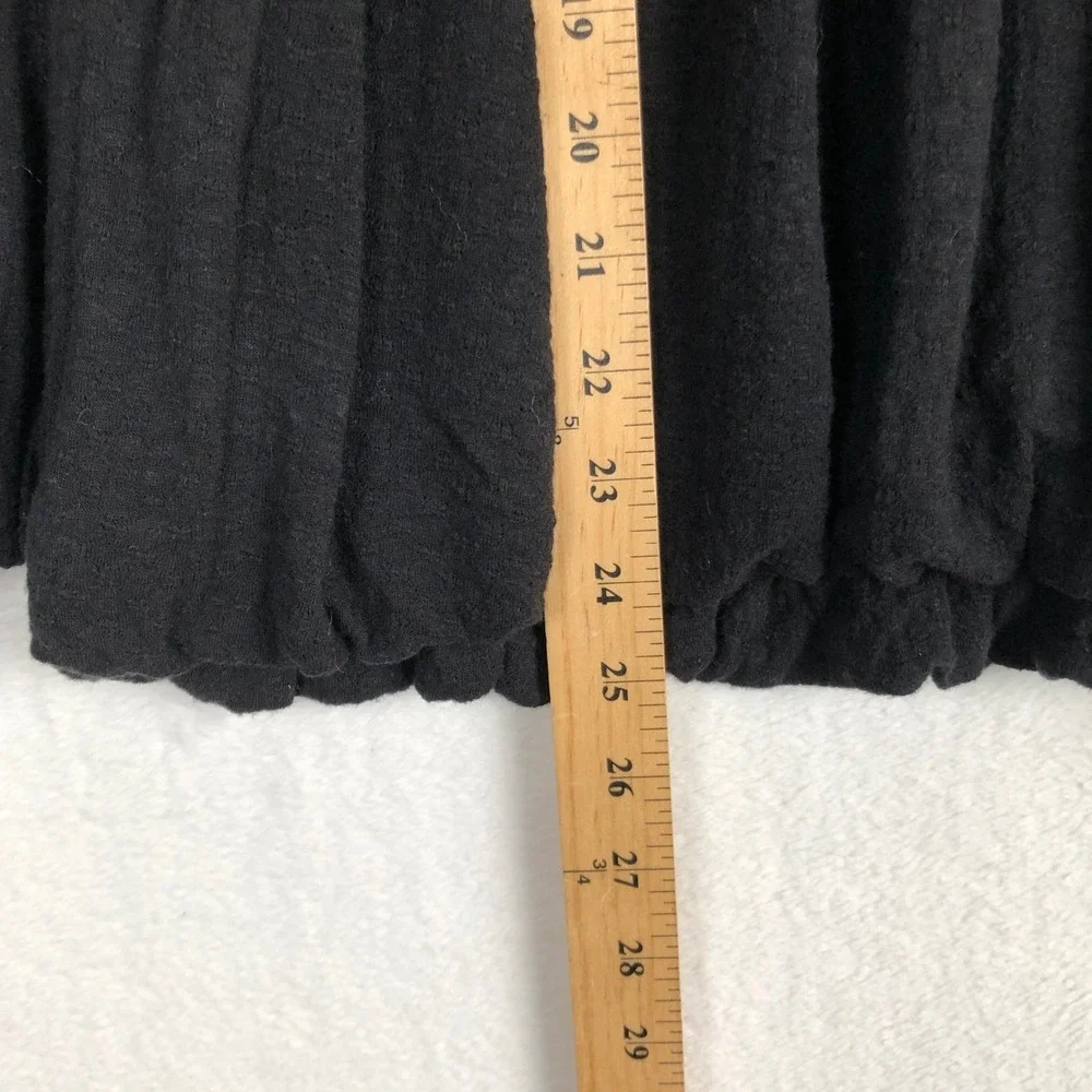 FREE PEOPLE Embroidered Top Sz S Black Gold Balloon Hem Smocked Peasant Boho